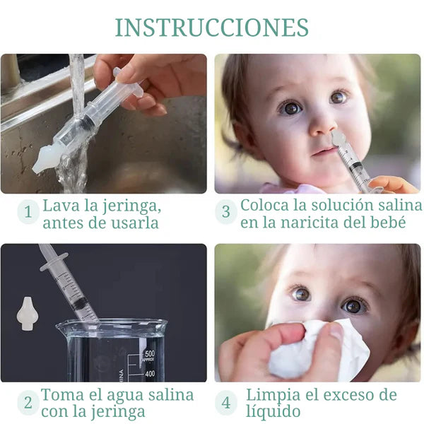 Jeringa Lavado Nasal | Pack 2 Unidades + Solución Salina de Regalo
