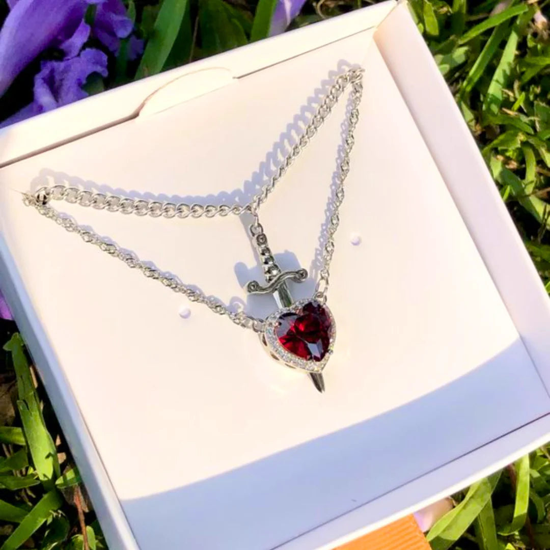 Collar Corazon y Espada Duo Pareja (2x1)