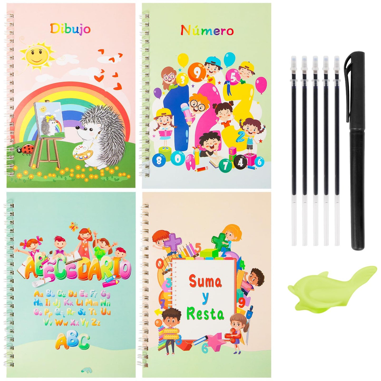 Set De 4 Cuadernos De Caligrafía Con Tinta Mágica