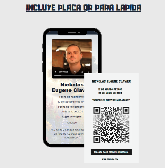 FenixQR – Biografía Interactiva para Seres Queridos + Placa Acero QR