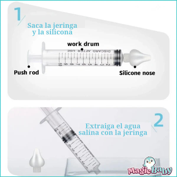 Jeringa Lavado Nasal | Pack 2 Unidades + Solución Salina de Regalo