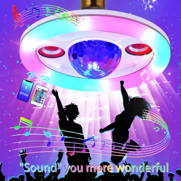 Foco RGB Discoteca + Doble Parlante Bluetooth 3 en 1