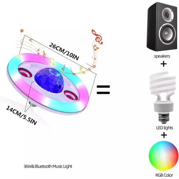 Foco RGB Discoteca + Doble Parlante Bluetooth 3 en 1