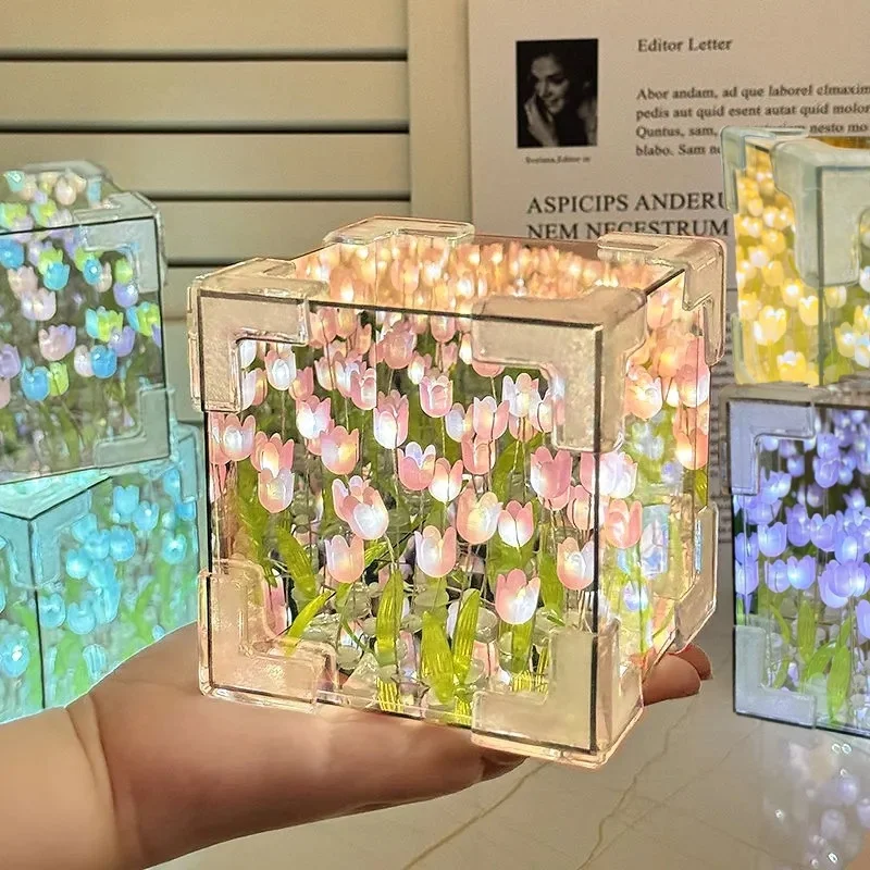 Lámpara De Espejo De Tulipanes De Cubo Mágico (SIN ARMAR)