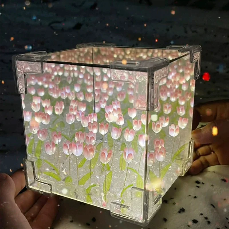 Lámpara De Espejo De Tulipanes De Cubo Mágico (SIN ARMAR)