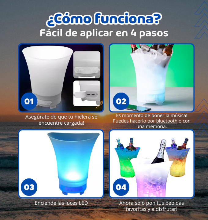 HIELERA Altavoz Bluetooth con Luces LED