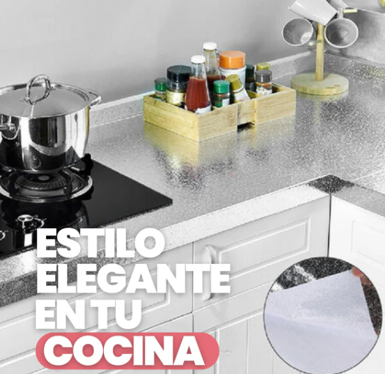 Papel Aluminio Adhesivo Para Cocina 60cm X 5m