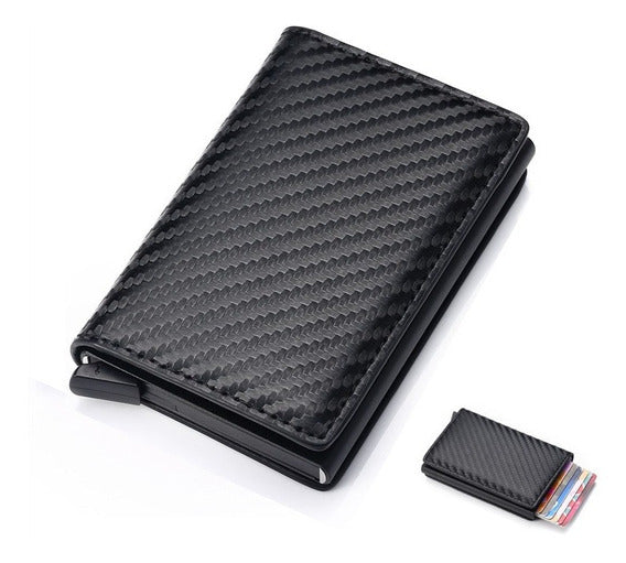 Billetera Fibra De Carbono Premium con monedero RFID - NEGRO