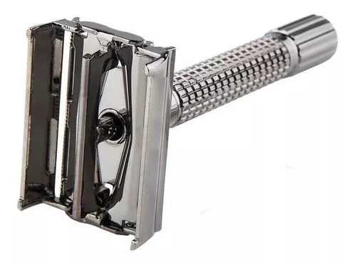 Maquina De Afeitar Reutilizable De Doble Filo+ Hojas de Navaja + Brocha Barbera