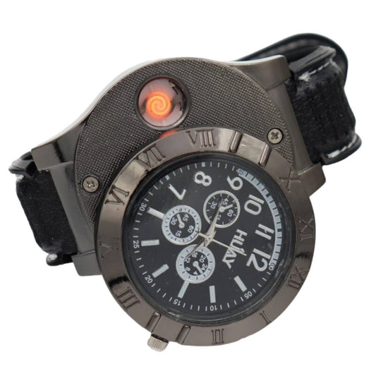 Reloj con encendedor recargable Premium - BrilloCrono Tiempo de Lujo