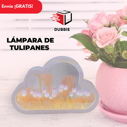 Lámpara espejo con diseño de tulipanes y forma de nube