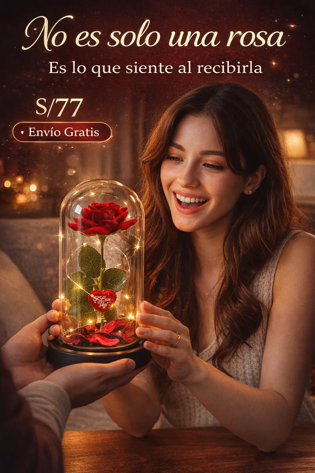 Cúpula de Cristal con Rosa Eterna