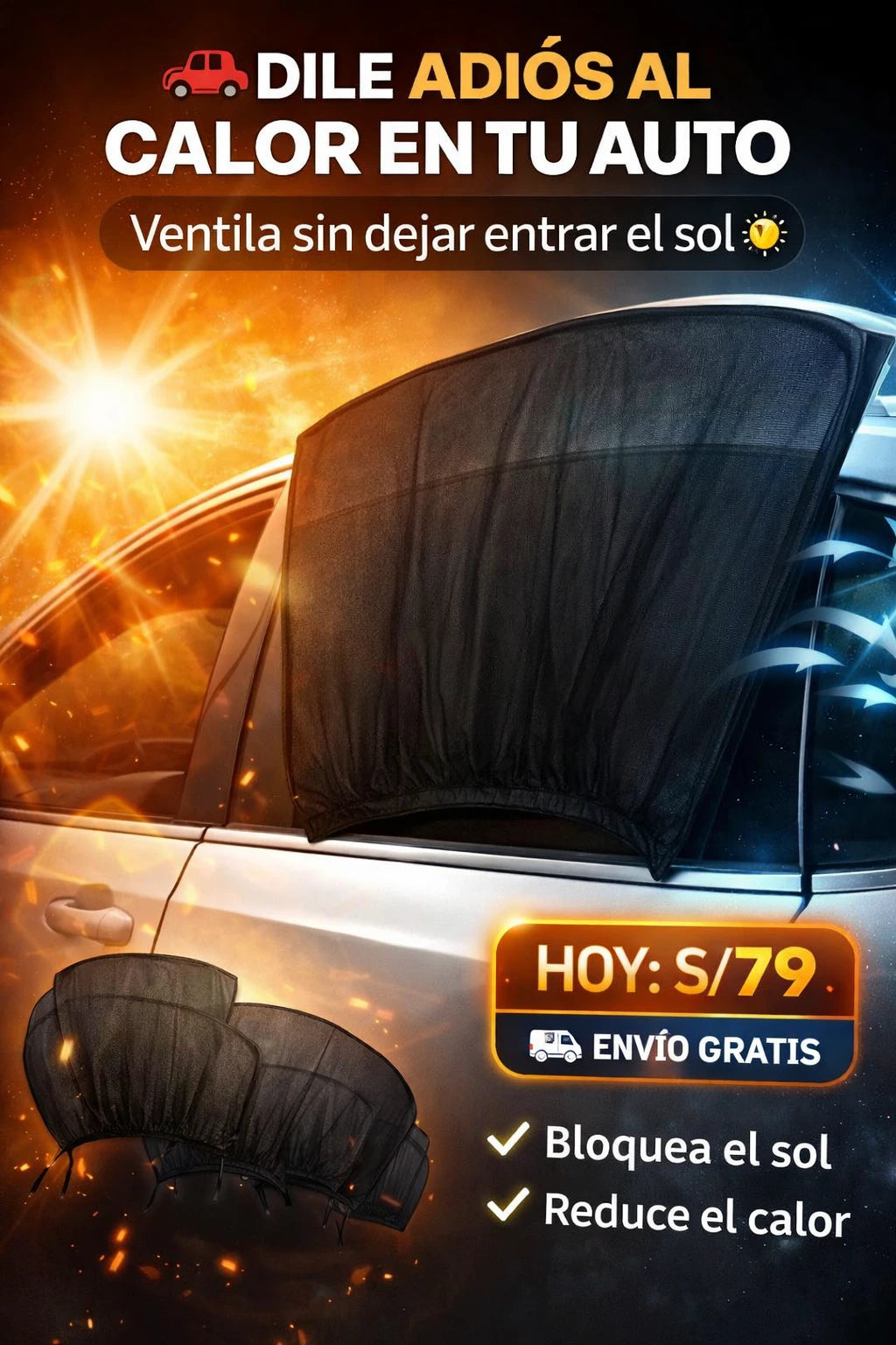 Set de 4 Tapasoles de Malla para Ventana de Auto