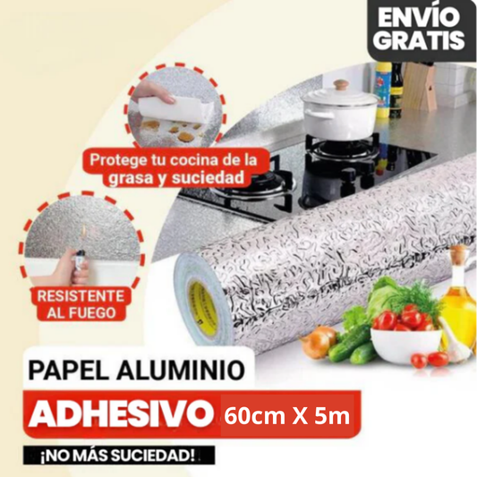 Papel Aluminio Adhesivo Para Cocina 60cm X 5m