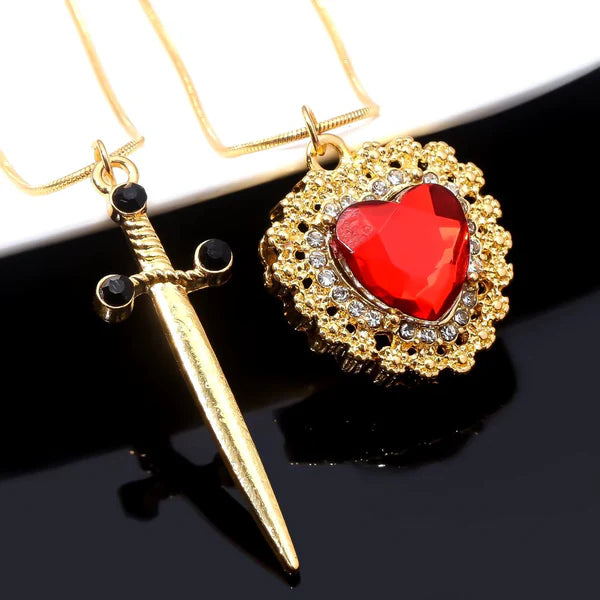 Collar Corazon y Espada Duo Pareja (2x1)