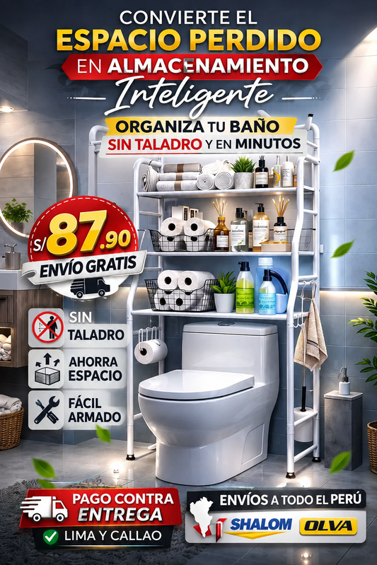 Estante Aluminio Blanco Baño Organizador Baño Tres Niveles