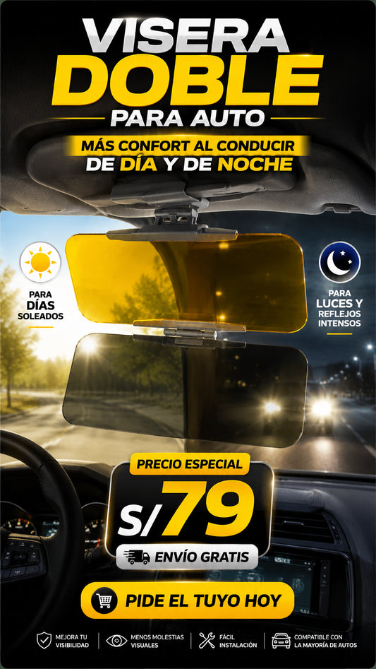Visera Doble Amarillo Y Oscuro De Sol Para Autos Protección De Altos Reflejos Fuerte