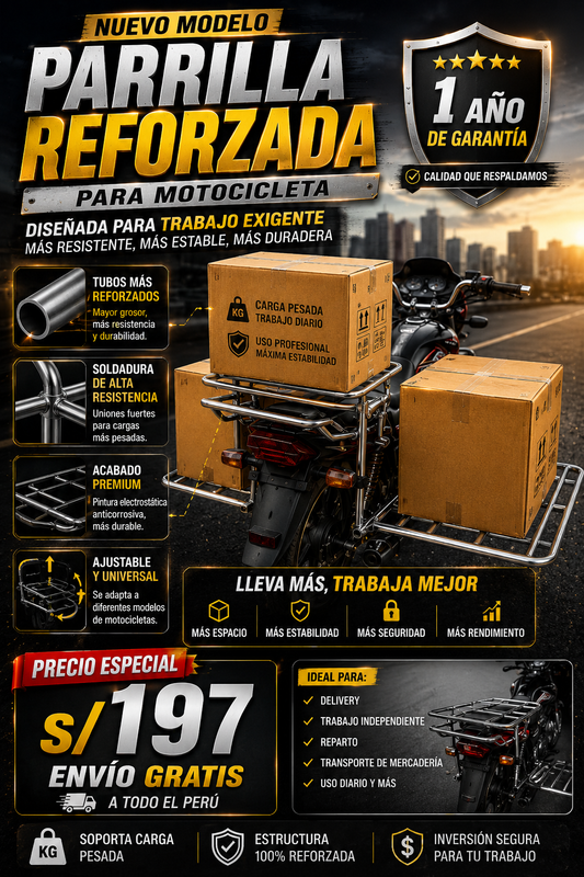 Parrilla de carga ajustable para motocicleta