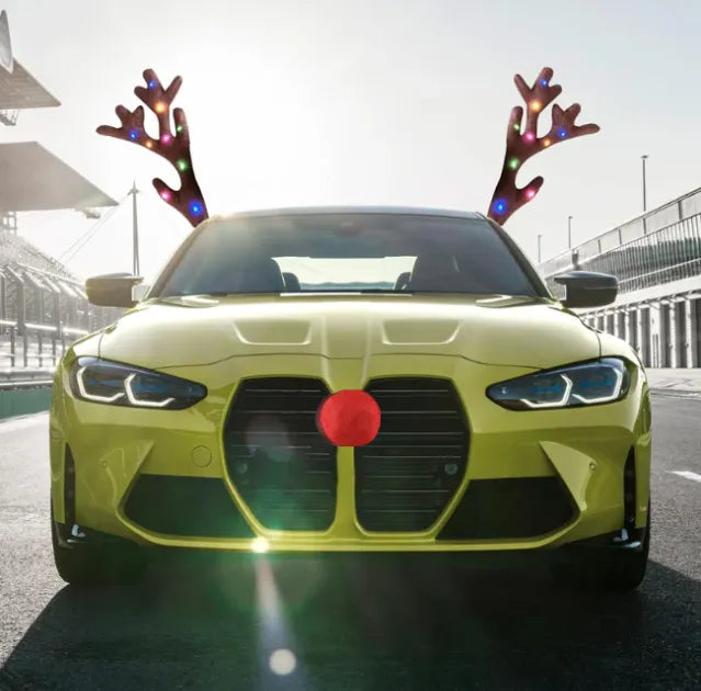 Disfraz de Reno Con luces para Auto, Moto o Bicicleta COLOR MARRÓN