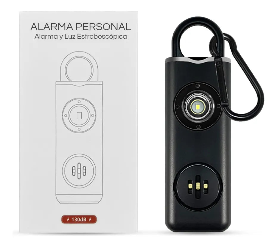 Alarma Personal Llavero 130db Con Luz Estroboscópica Recarga
