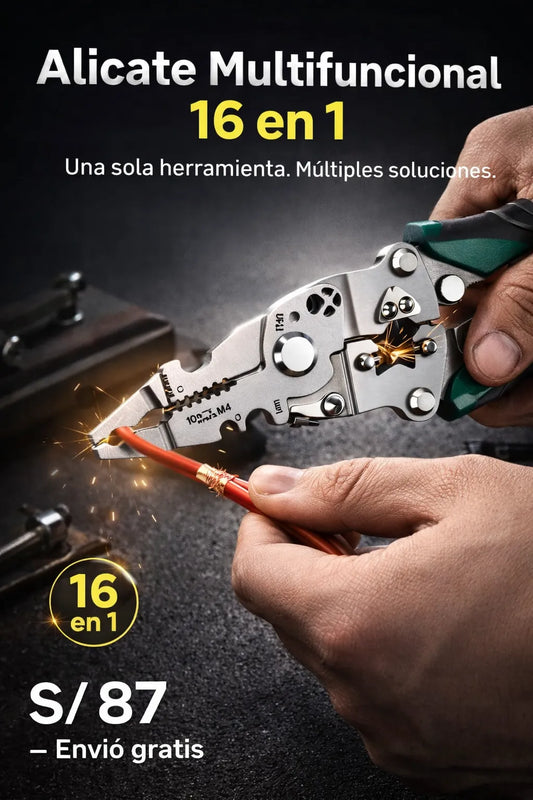 Alicate Multifuncional 16 En 1 Plegable Y Ligero De Acero