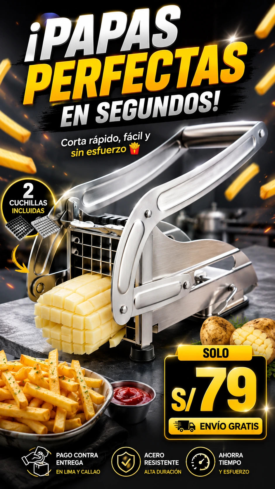 Cortador de Papas Fritas Multifunciona