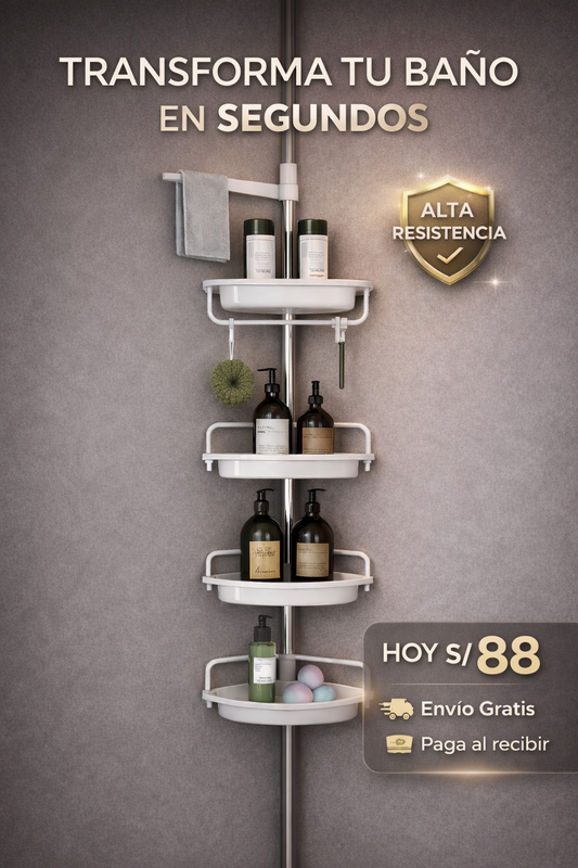 Esquinero para Ducha Organizador de Baño 4 Niveles Multifuncional