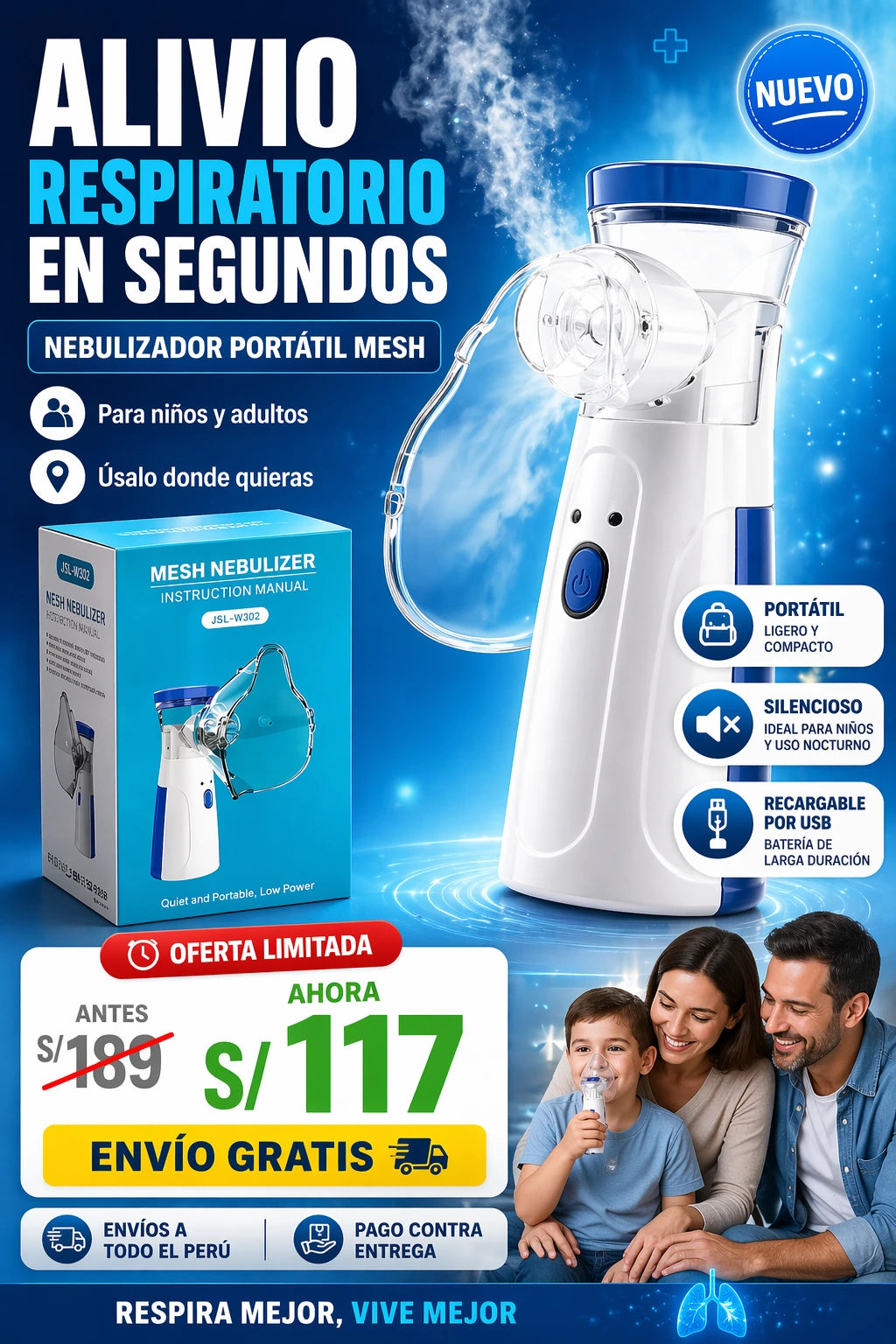 Nebulizador Portátil Niños Adultos Inhalador Inalámbrico