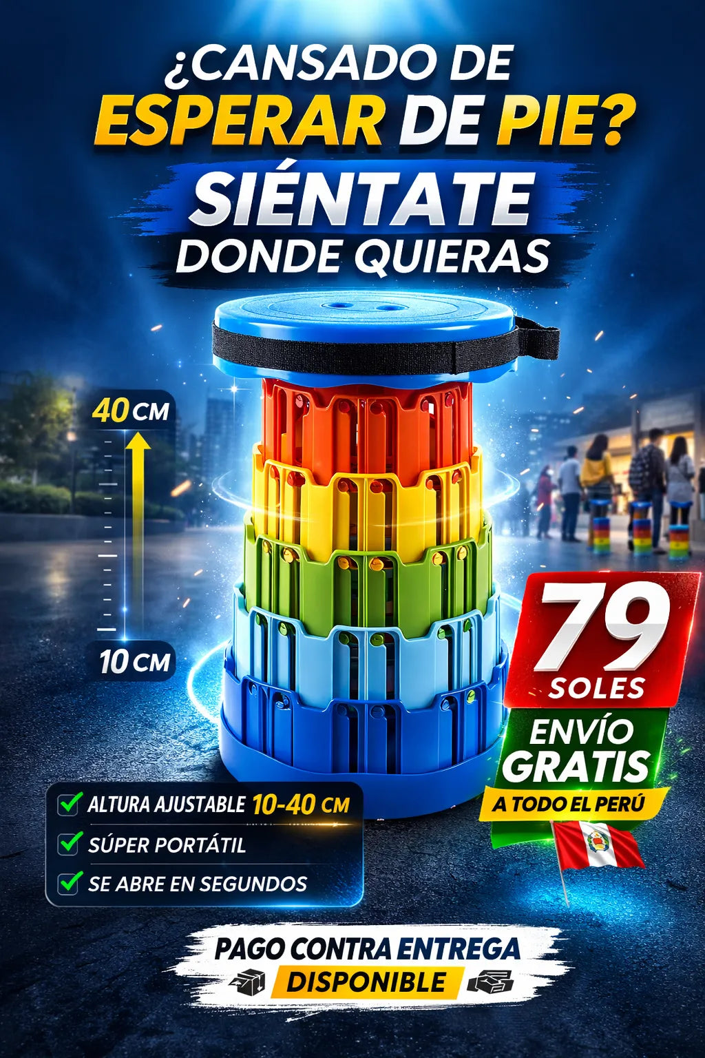 Banco Silla Plegable Retractil Portatil