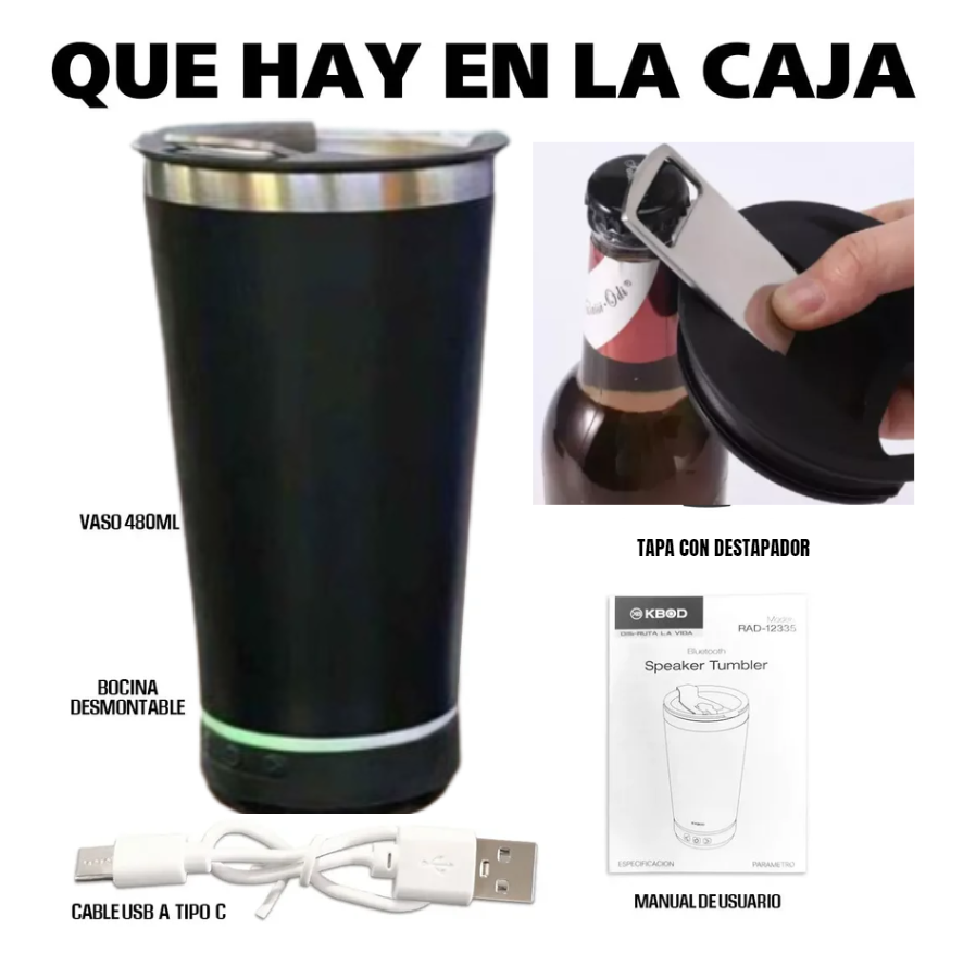 Vaso Termico Con Luz Y Parlante