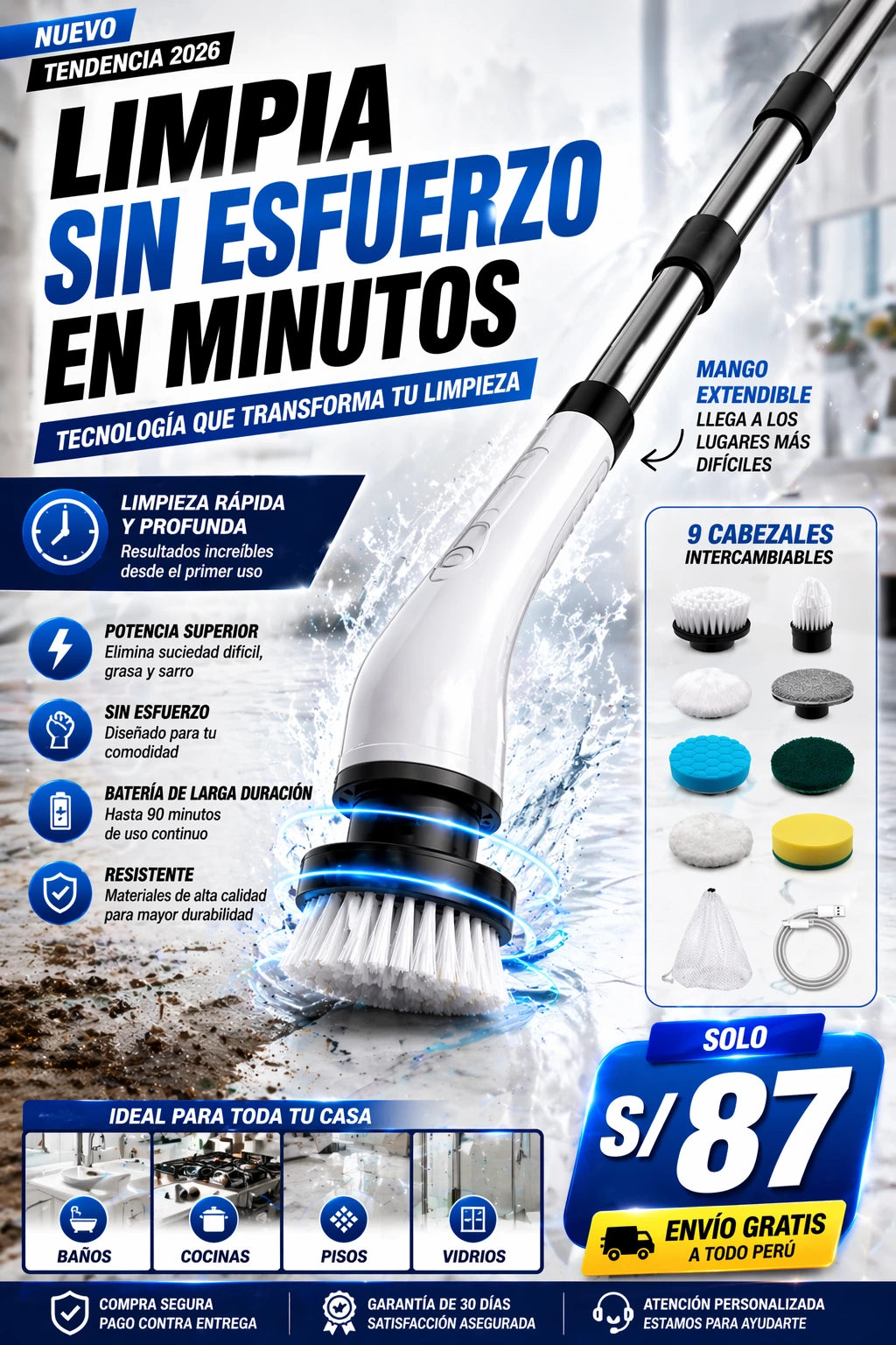 Cepillo de Limpieza Eléctrico Multiusos