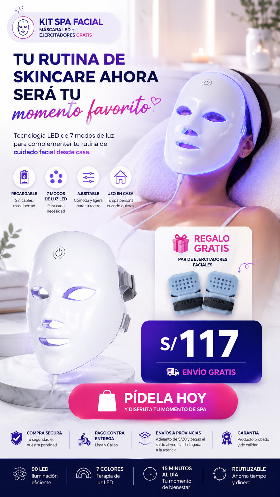 Mascara Led  7 Colores + 🎁 Ejercitadores Faciales GRATIS