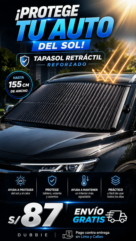 Tapasol Parasol Retráctil Reforzado Para Auto Y Camioneta