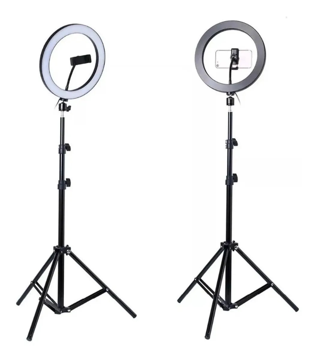 Aro De Luz Led 26cm + Trípode 2m + Adaptador Celular Camara