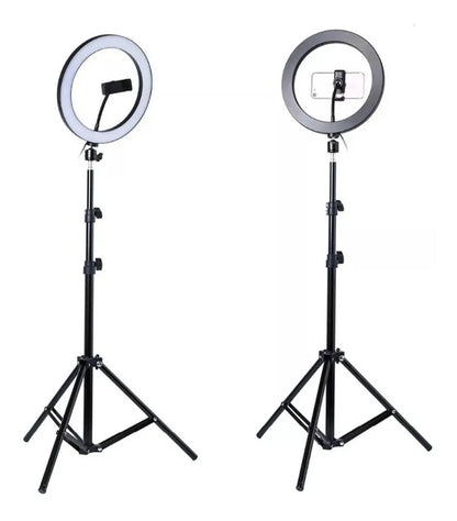Aro De Luz Led 26cm + Trípode 2m + Adaptador Celular Camara