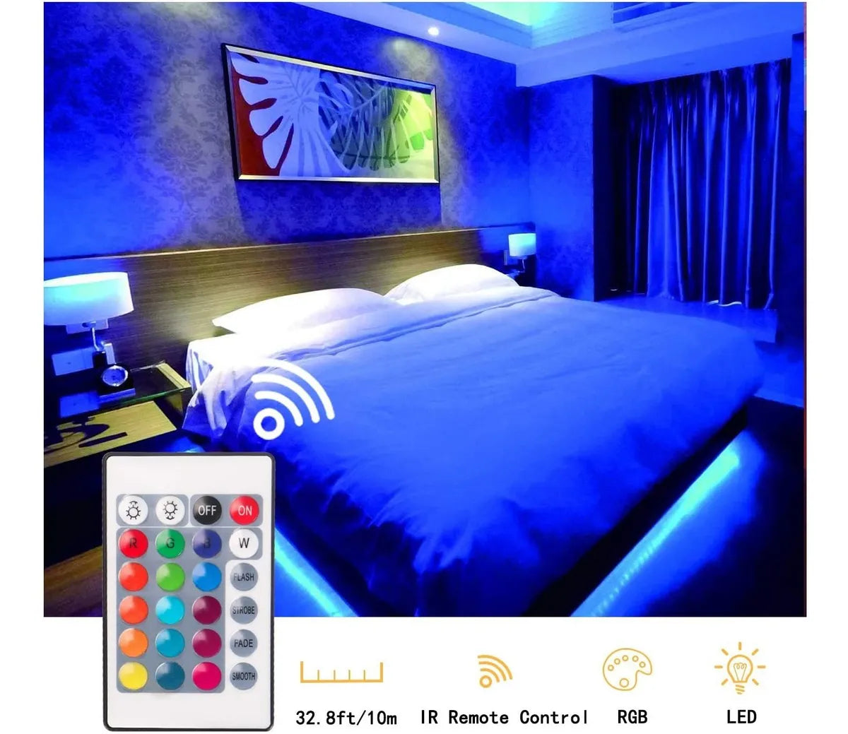 Luces RGB 3528 5m con control inalámbrico