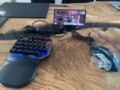 Teclado + mouse gammer para celular