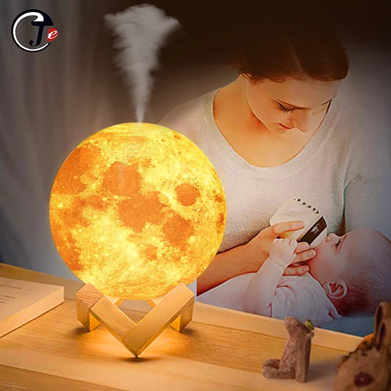 Lampara luna con humificador de aroma