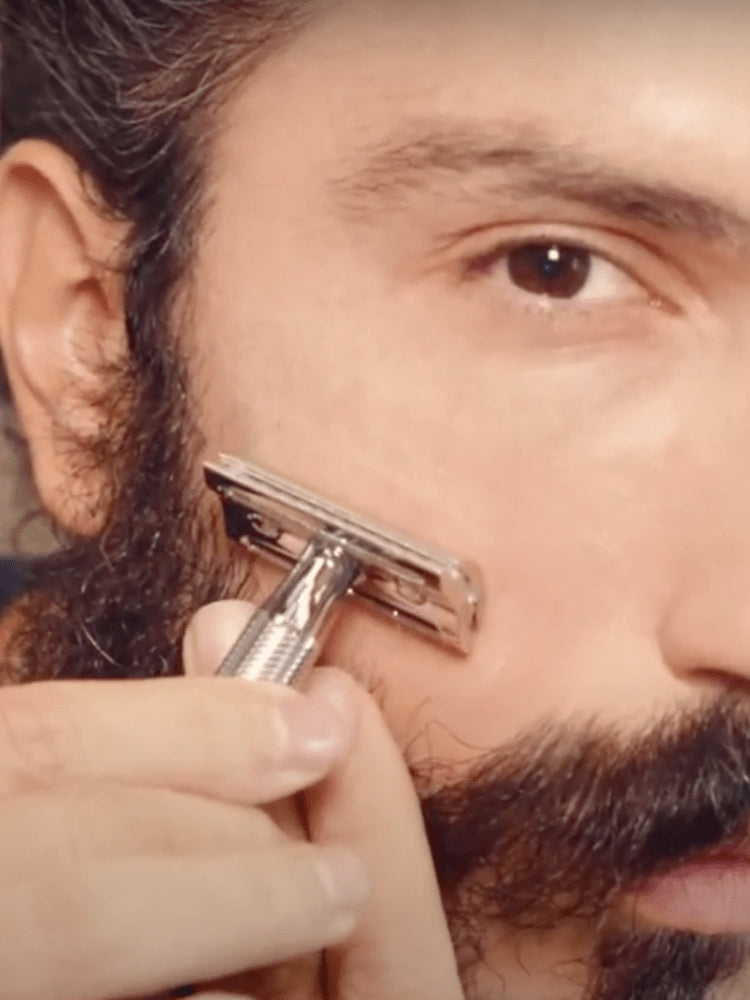 Maquina De Afeitar Reutilizable De Doble Filo+ Hojas de Navaja + Brocha Barbera