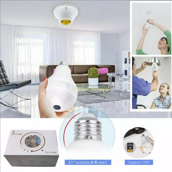 Foco Led Camara Espia Wifi 1080 Fullhd 360 Grados En Tiempo Real +App