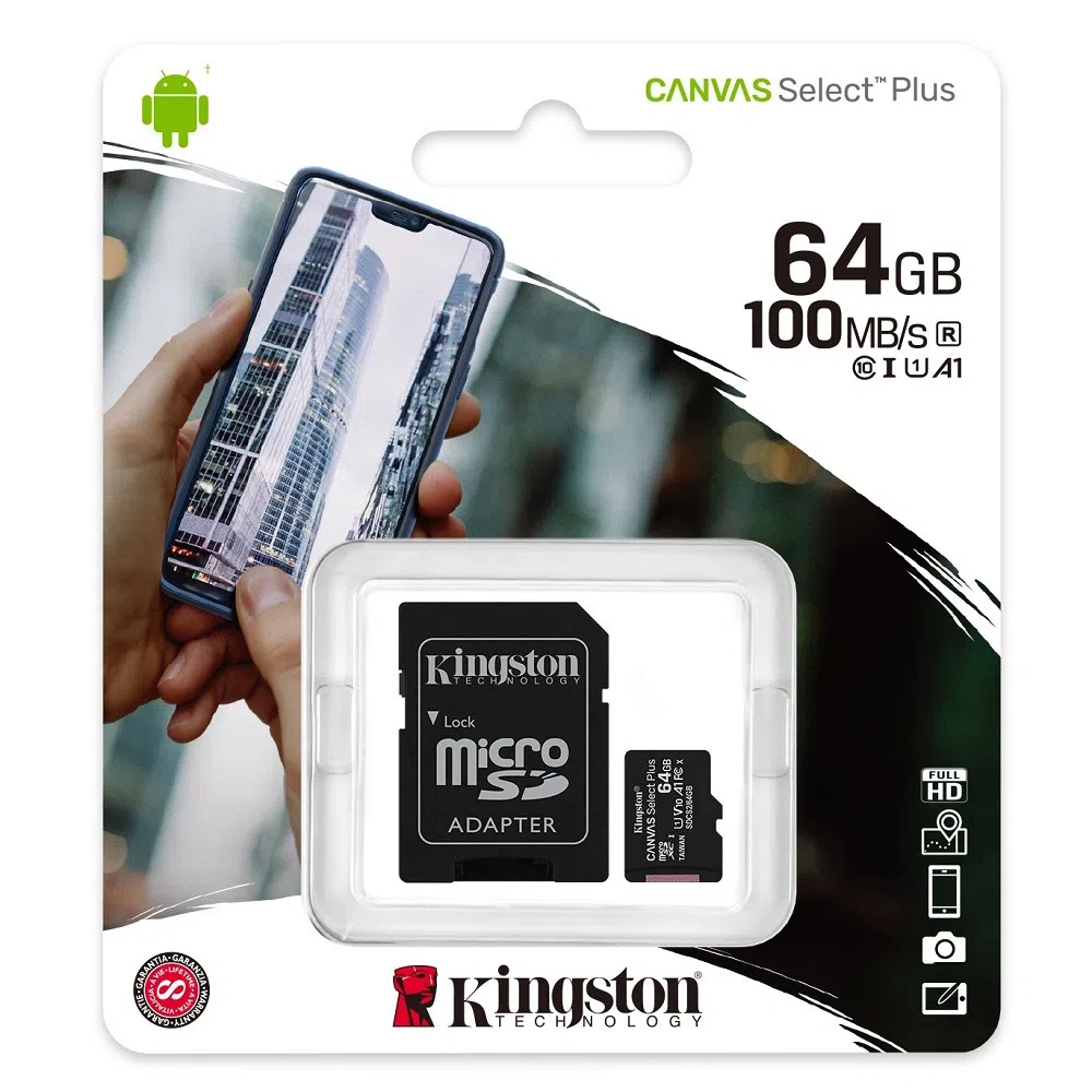 Memoria Microsd 64gb Kingston Clase 10 100mbps