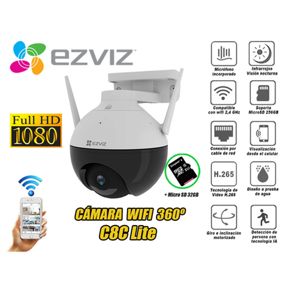 Cámara de seguridad 360 Grados Wifi C8C LITE 1080P Full HD Exterior Ezviz