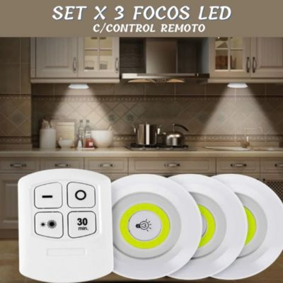 Set 3 Focos Led con Control Remoto y 3 Intensidades