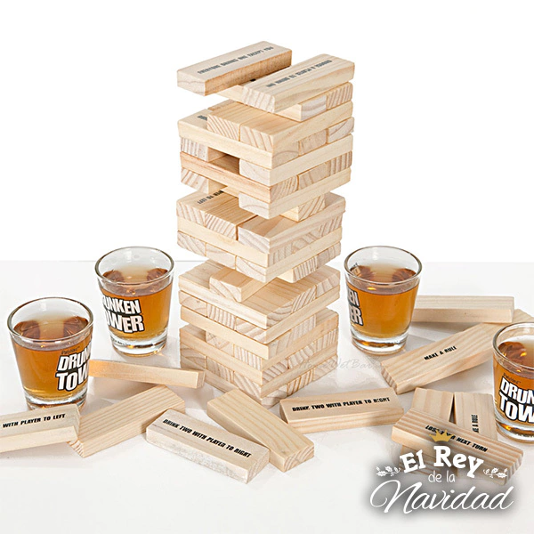 Jenga Juegos de Mesa para adultos (Drunken Tower) - impreso en español